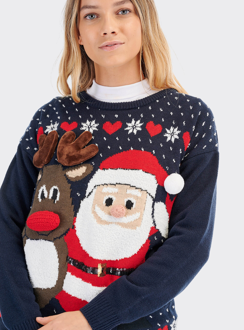 Pullover natalizio con Babbo Natale e renna