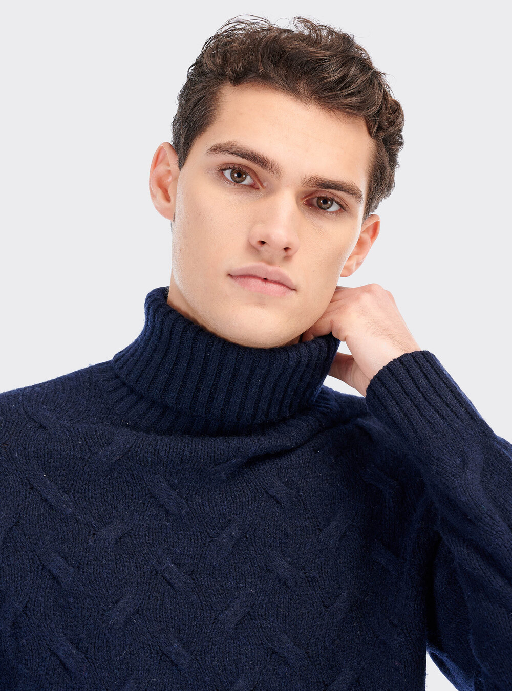 HIGH NECK PULLOVER IN MIXED CASHMERE