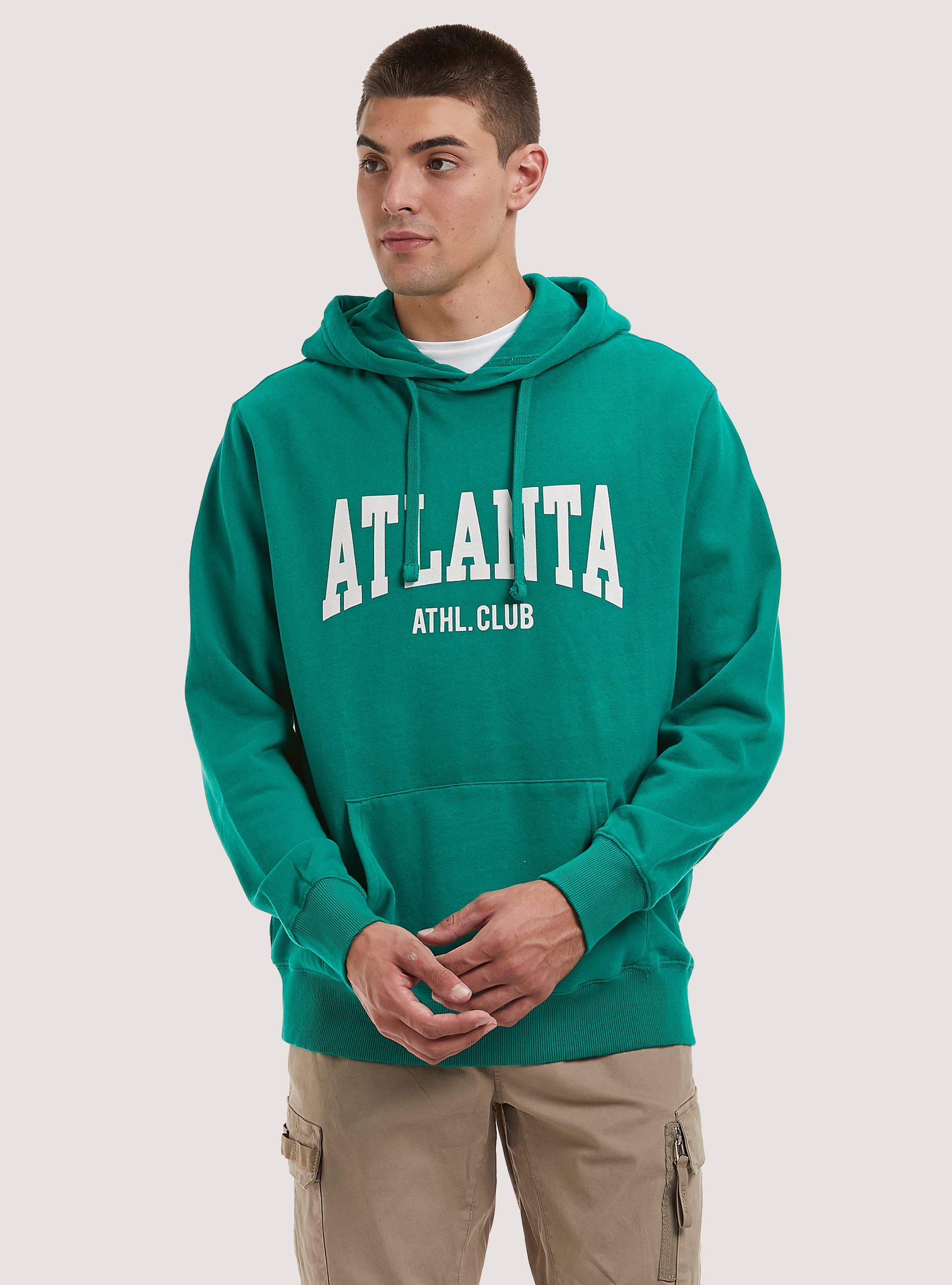 Sudadera con capucha y logo universitario, Verde